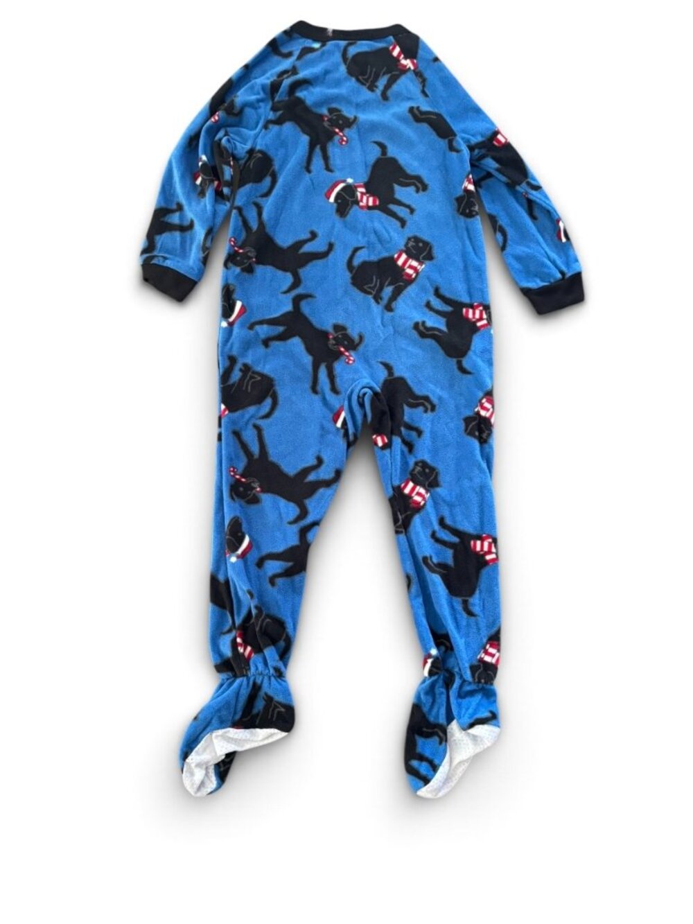 NWT Boys Fleece Footed Pajamas Blue One-Piece Sleeper Black Labrador